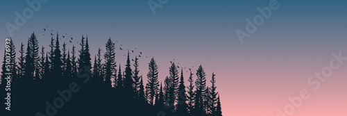 landscape mountain forest silhouette flat design vector illustration good for wallpaper, background, backdrop, banner, tourism, travel, and design template