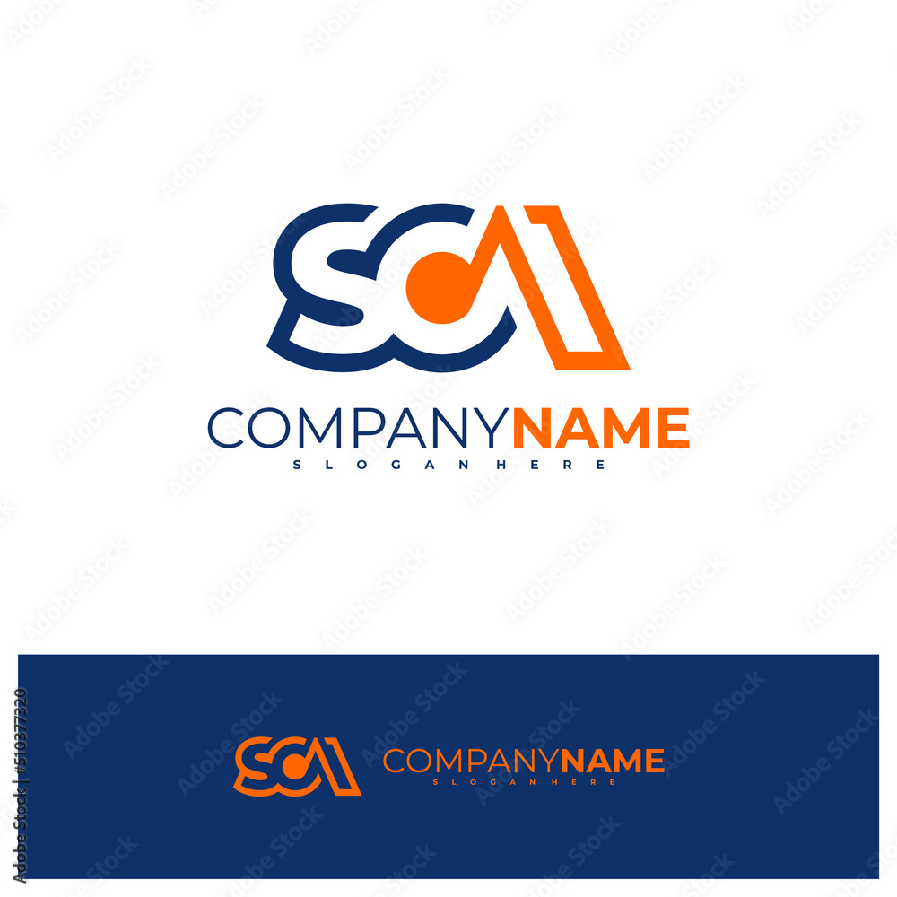 Letter S C A logo design vector template, Initial SCA logo concepts illustration.