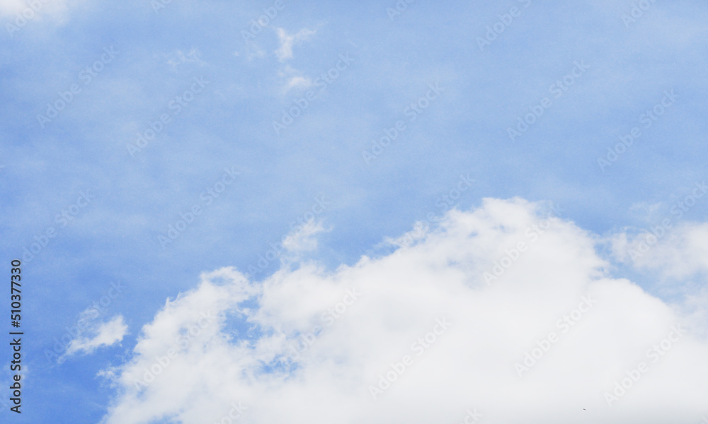 White cloudy in the blue sky natural background, copy space for write text in four frame on white background