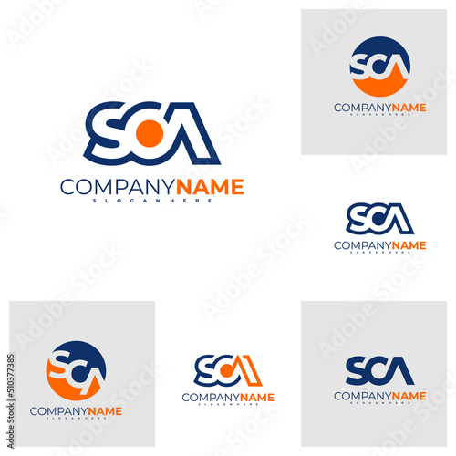 Set of Letter S C A logo design vector template, Initial SCA logo concepts illustration.