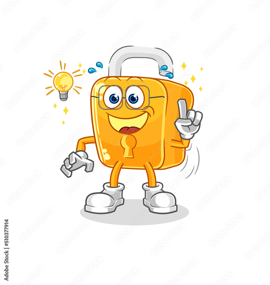 padlock got an idea cartoon. mascot vector padlock got an idea cartoon. mascot vector