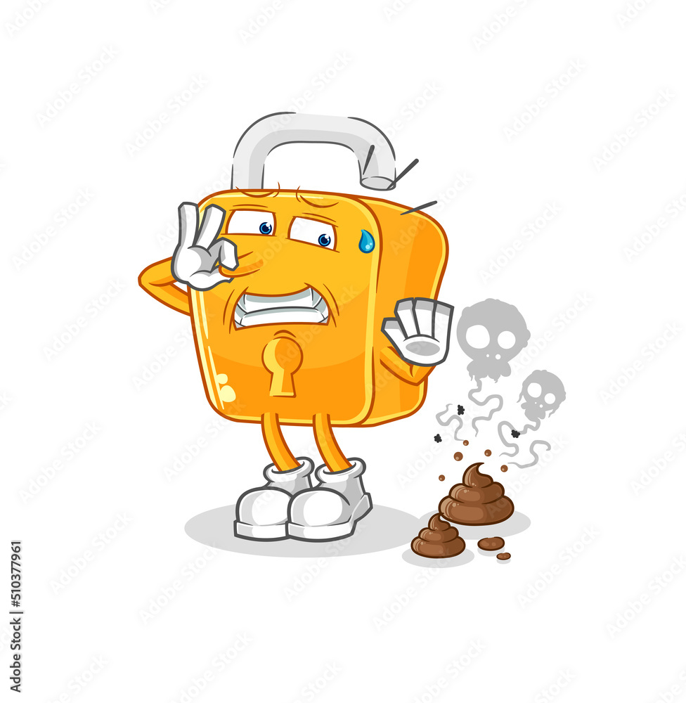 padlock with stinky waste illustration. character vector padlock with stinky waste illustration. character vector