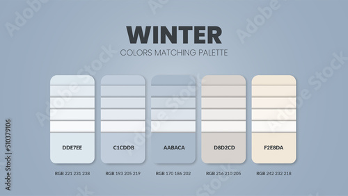 Winter tone colour schemes ideas.Color palettes are trends combinations and palette guides this year, a table color shades in RGB or  HEX. A color swatch for a spring fashion, home, or interior design