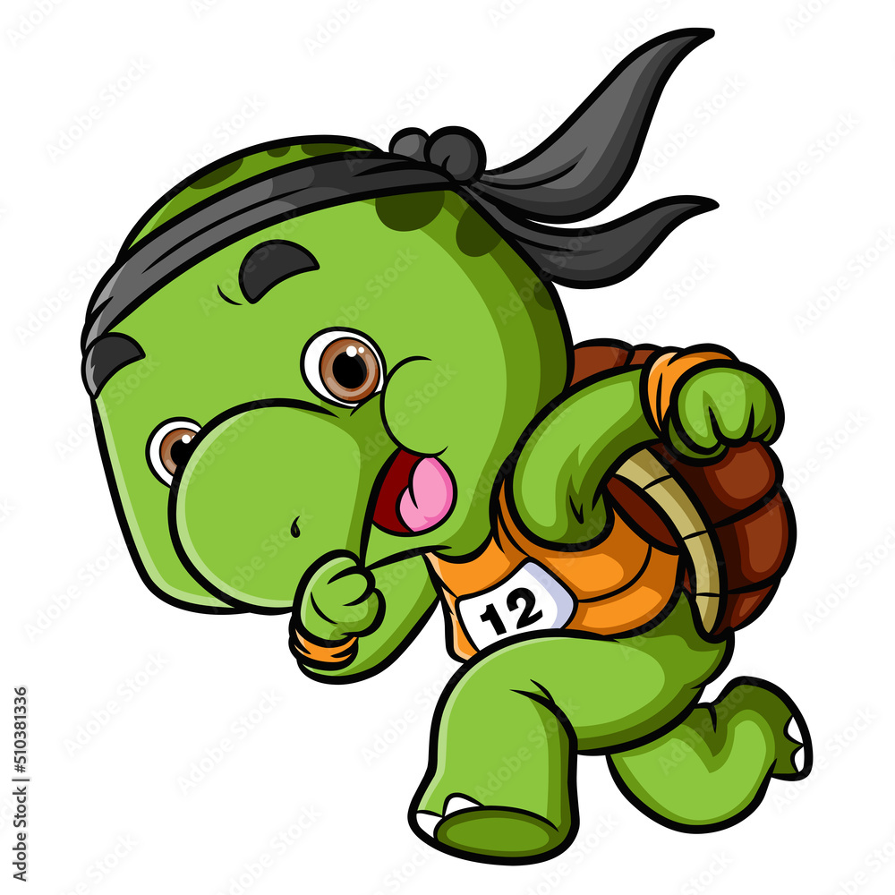 Obraz premium The runner turtle is running in a competition to win