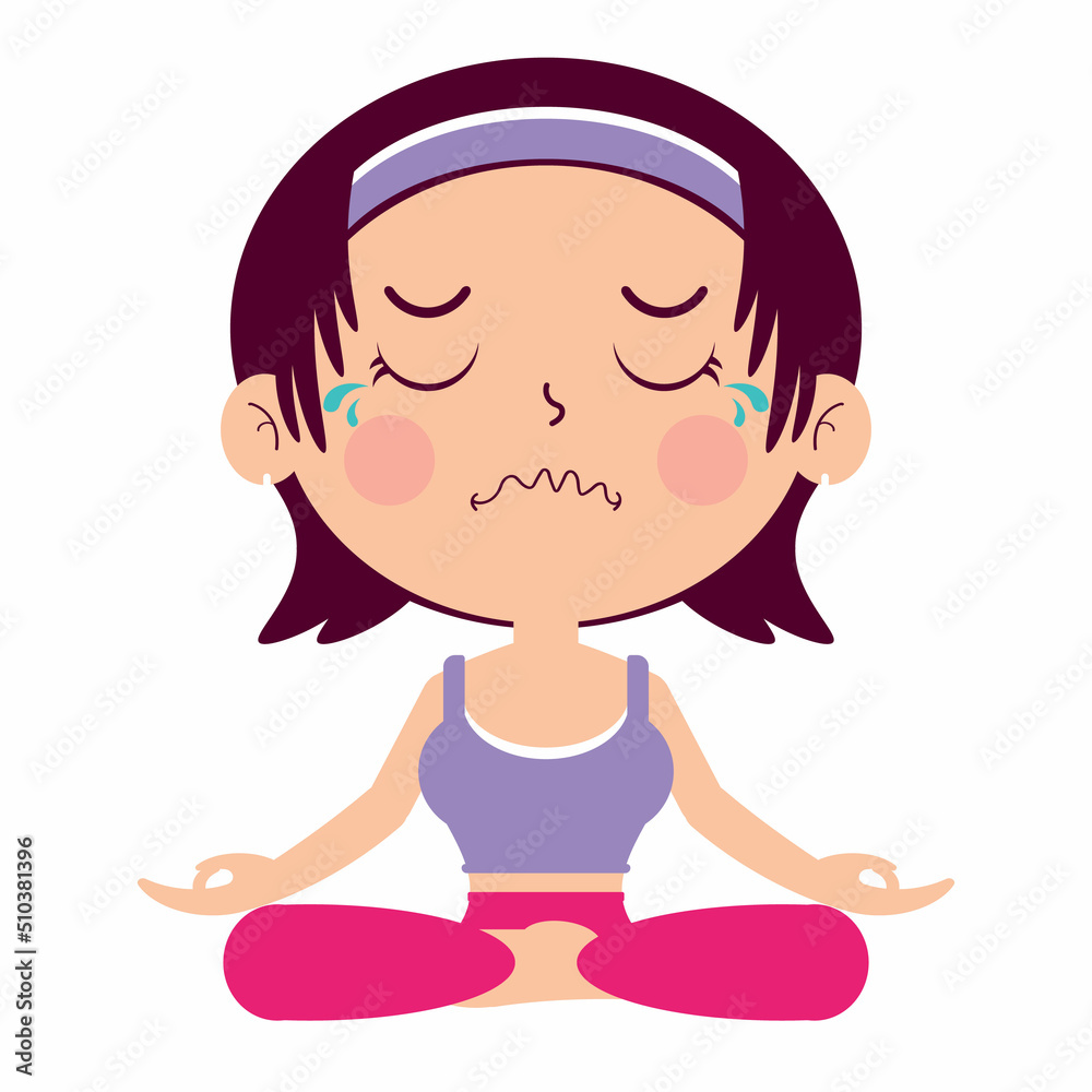 girl in yoga lotus pose cartoon cute girl in yoga lotus pose cartoon cute