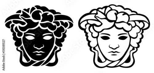 Bild auf Leinwand Silhoutte of Antique Greek Gorgon Head Full Face