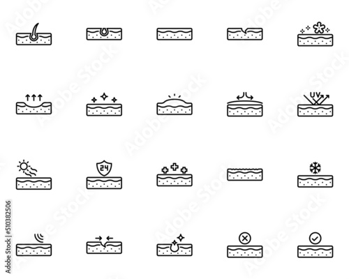 set of skin icons, epidermis, skin care