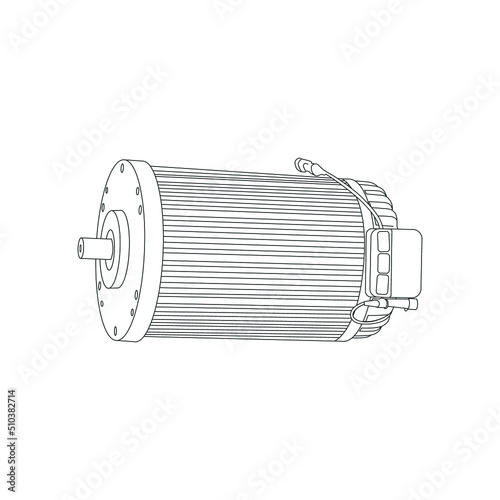 Vector image of an detail for an electric car. Electric motor