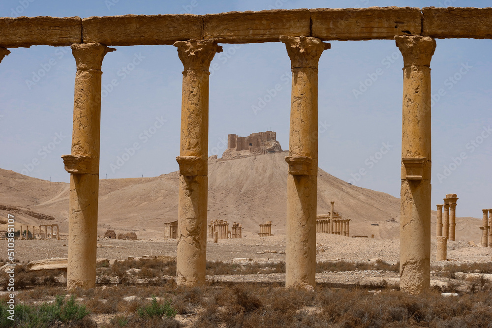 Palmyra Citadel on hill Syria 