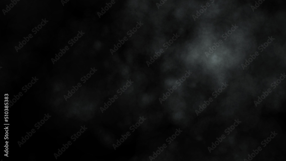 White smoke on a dark background. Phenomenon water vapor or fog. Abstract blur backdrop. 3d rendering.