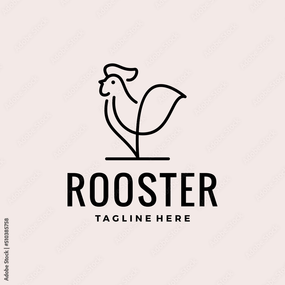 Obraz premium minimalist rooster logo design vector illustration