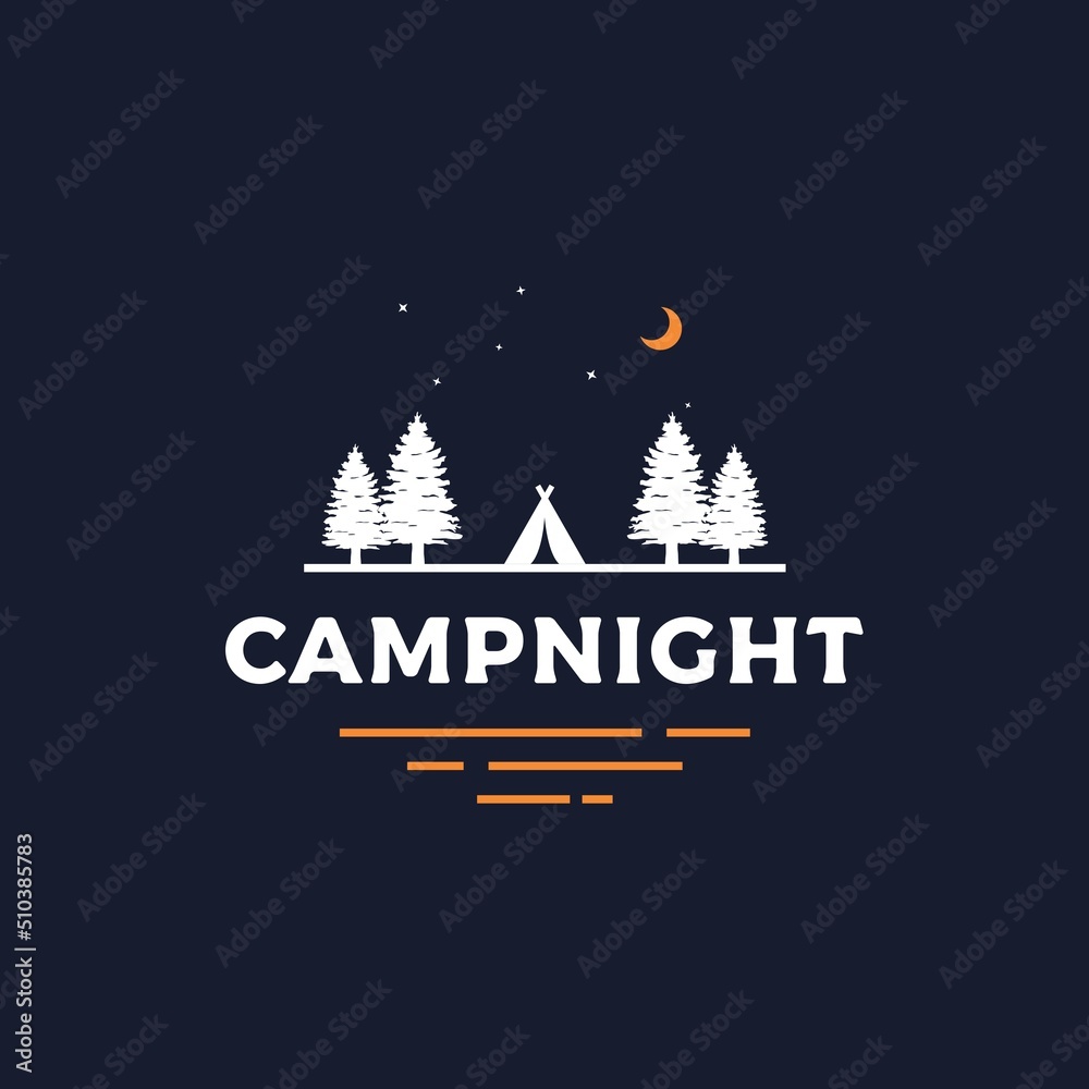 Camp night logo design vector illustration