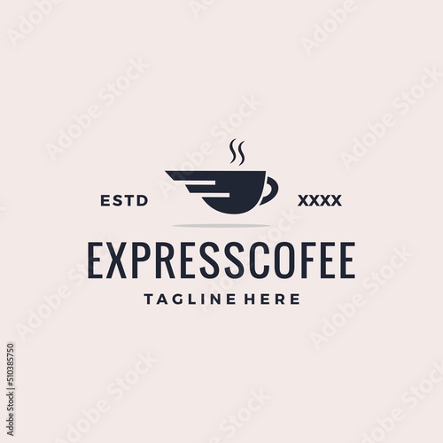 Express coffee shop logo design vector illustration