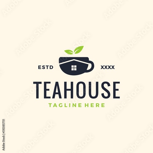 Tea house logo design vector illustration