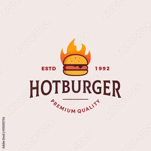 Hot burger logo design vector illustration
