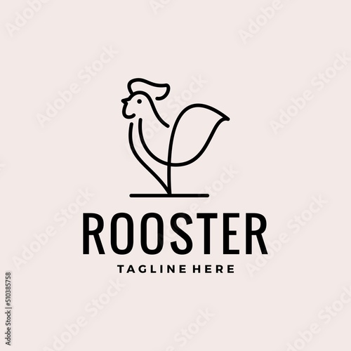 minimalist rooster logo design vector illustration