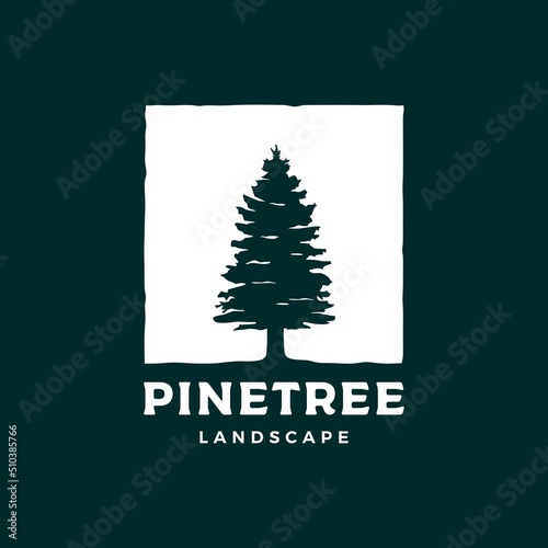 Pine tree silhouette logo design vector illustration © sampahplastick