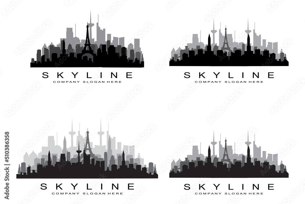 Obraz premium City Skyline,Skyscraper for Urban Real Estate Building Logo Design Vector
