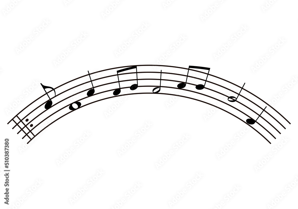 Pentagrama con notas musicales en fondo blanco.