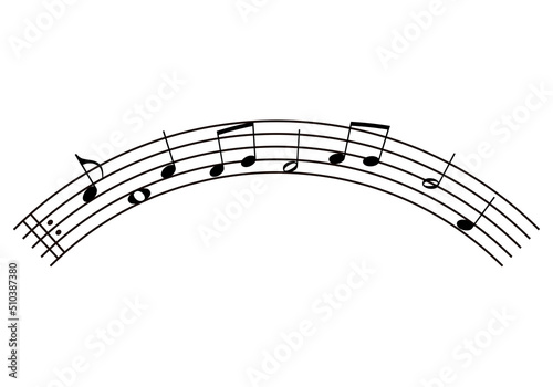 Pentagrama con notas musicales en fondo blanco.