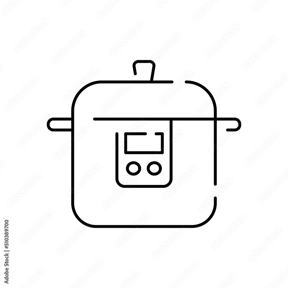 Rice cooker or pressure cooker line Icon in black line style icon, Isolated on white background. Kitchen Household appliances Rice cooker or pressure cooker line Icon in black line style icon, Isolated on white background. Kitchen Household appliances