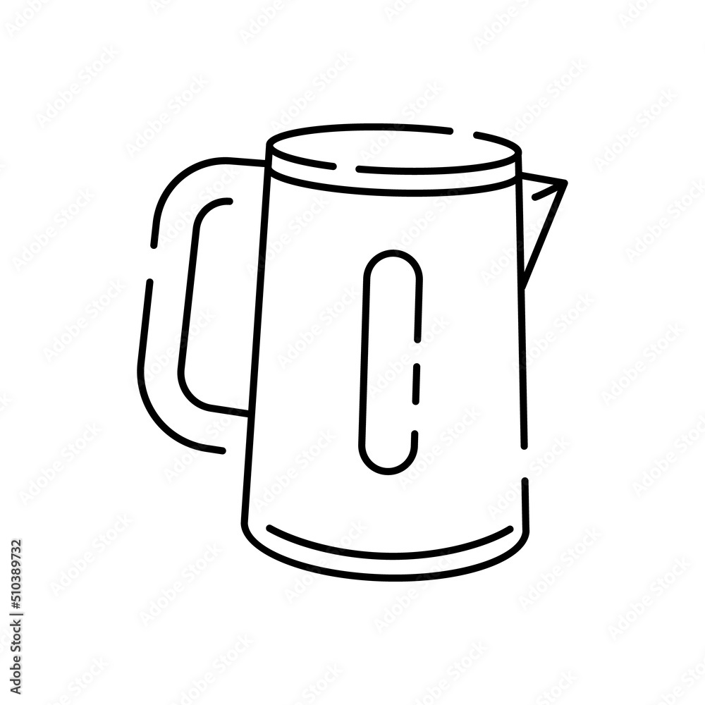 Line icon for tea kettle illustrations with editable strokes. This vector graphic has customizable stroke width. Kitchen Household appliances Line icon for tea kettle illustrations with editable strokes. This vector graphic has customizable stroke width. Kitchen Household appliances