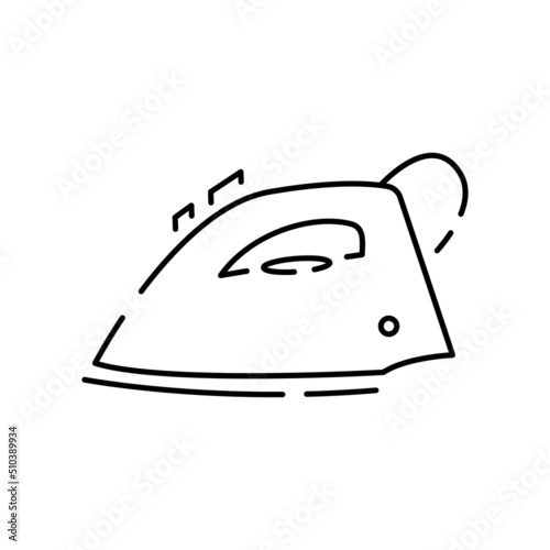 Ironing line icon. Laundry service, flatiron, fabric care. Smoothing iron with steam, household appliance, electrical manual machine. Isolated vector illustration