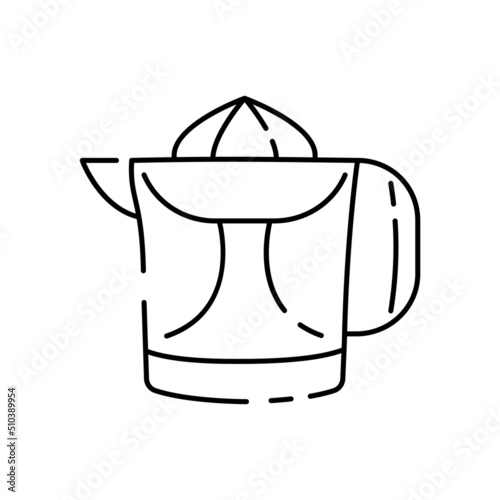 doodle Citrus Lemon Orange Squeezer manuel Juicer Hand Manual icon vector. Kitchen household appliances