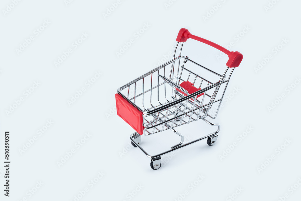 Shopping trolley cart isolated on white background. Empty Shopping Cart