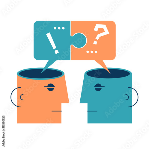 Puzzle in the shape of a speech bubble in human hands. The solution of the task. Achieving business goals.