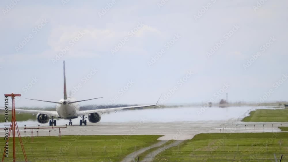 Rear View of Passenger Plane Taking Off From the Runway. Static. Rear View of Passenger Plane Taking Off From the Runway. Static.