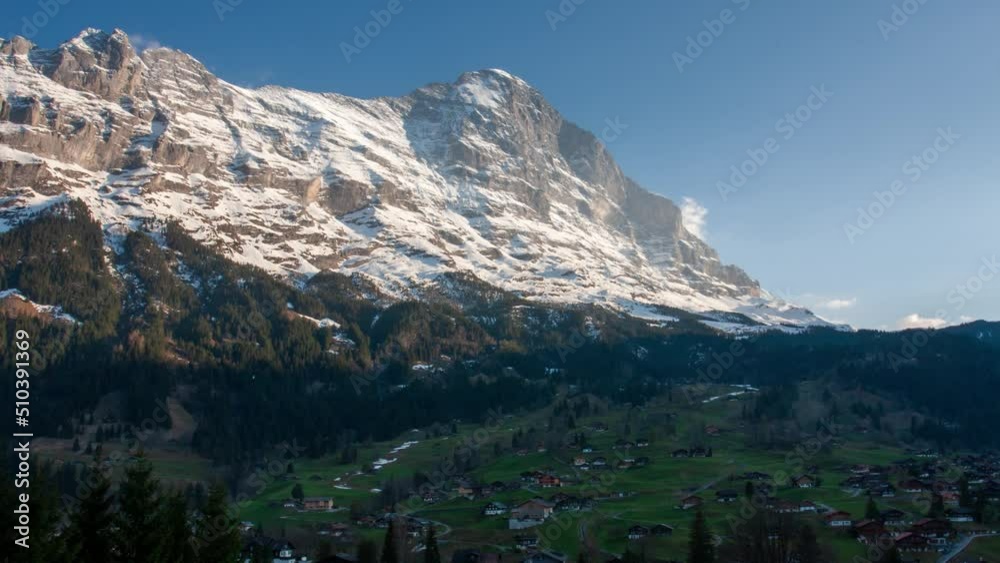 Stunning Day to Dusk Timelapse of Eiger North Face in Grindelwald, Switzerland Stunning Day to Dusk Timelapse of Eiger North Face in Grindelwald, Switzerland