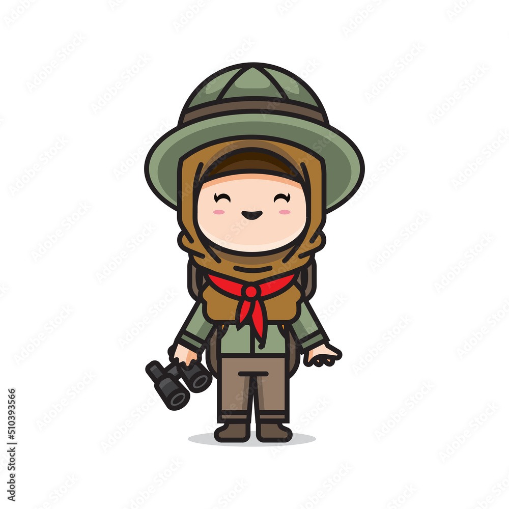 cute muslim girl scout vector