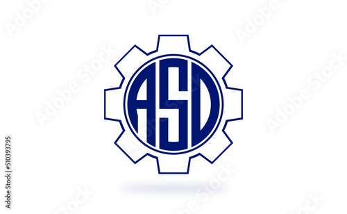 ASO three letter industrial logo with gear icon logo design vector template. mechanical logo | servicing logo | engineering logo | initial letter logo | flat logo | minimalist logo | wordmark logo |