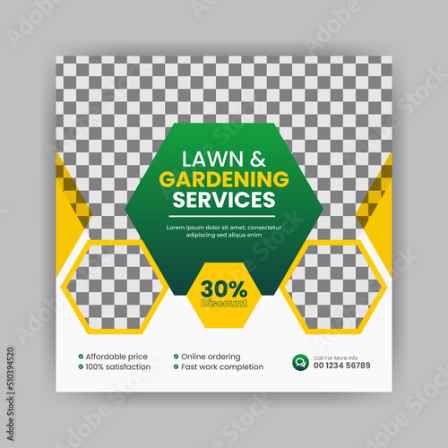 Lawn & Garden Service social media post banner template