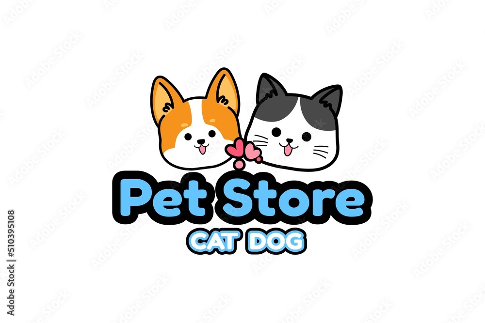 Fototapeta premium cat and coffee logo, kitten holding coffee cup drink with Mascot cartoon vector icon illustration
