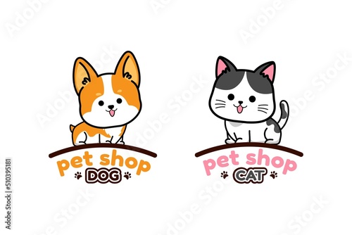 cat and coffee logo, kitten holding coffee cup drink with Mascot cartoon vector icon illustration