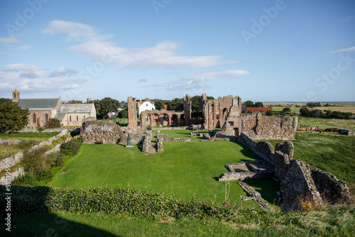 Lindisfarne/England: 10th Sept 2019: Holy Island Lindisfarne Priory ruins photo