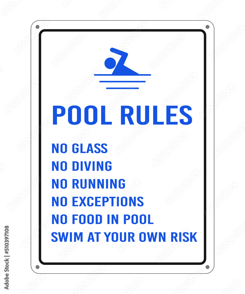 Swimming pool rules vector sign. Information plate for hotels with swimming  pools, water parks, tourist resorts by the pool vector de Stock | Adobe  Stock