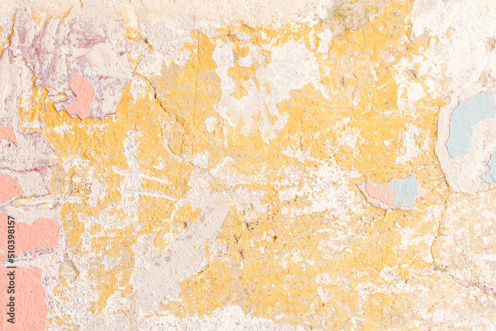 Close up​ yellow​ wall​ texture​ for​ background and design. Grunge​ wall​ texture​ for​ vintage​ backgroun​d. 