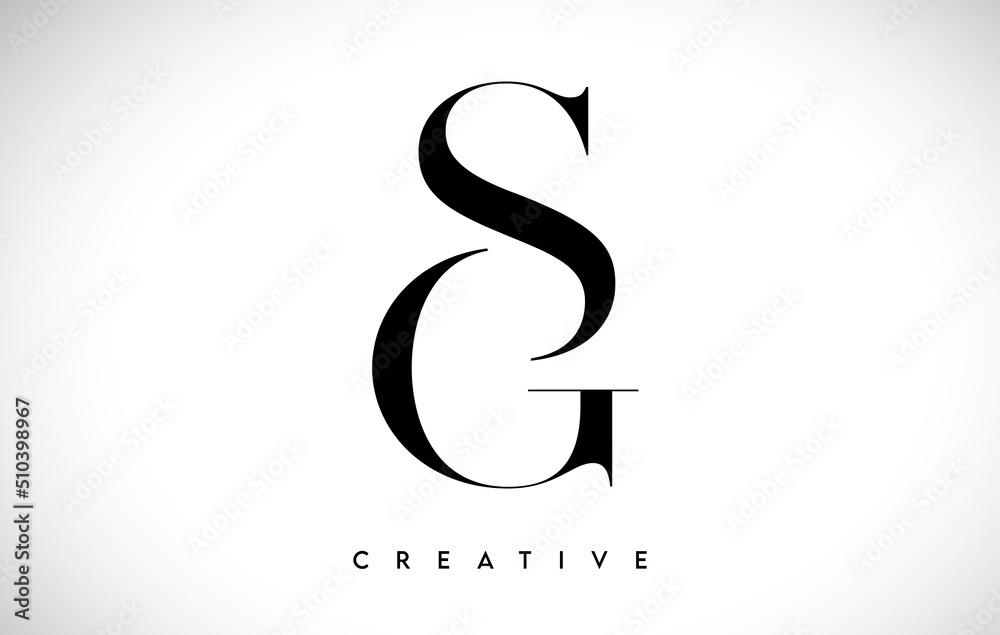 Obraz premium GS Artistic Letter Logo Design with Serif Font in Black and White Colors Vector Illustration