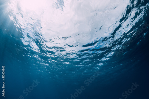 Surface with waves of tropical blue ocean from the deep