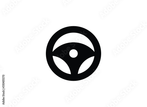 Car steering wheel icon on an isolated white background. EPS 10 vector