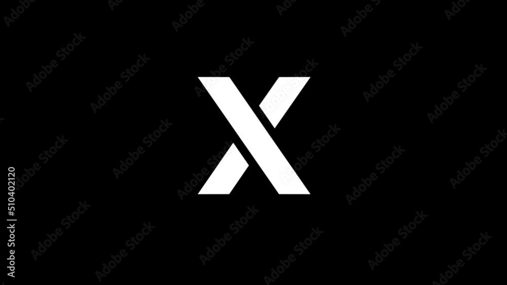 White picture of X on a black background. american alphabet. english language for writing