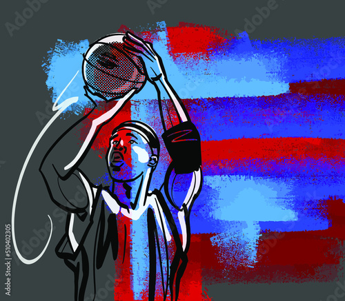 the vector illustration of the basketball player