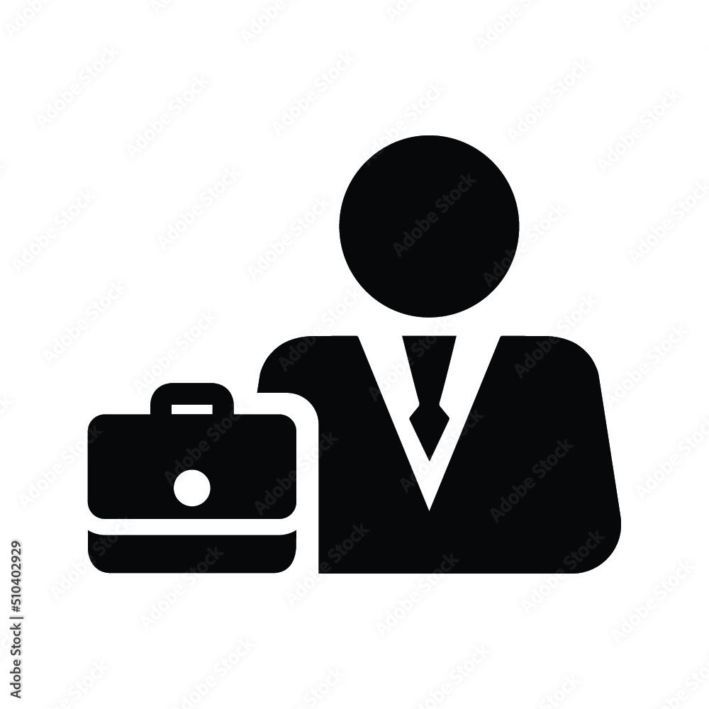Businessman, manager icon. Black vector graphics. Businessman, manager icon. Black vector graphics.