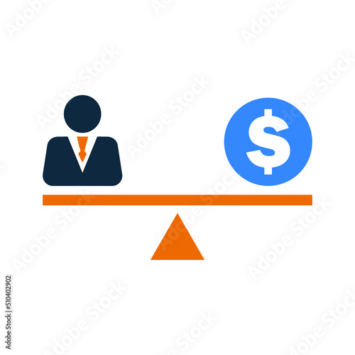 Balance, employee, salary icon. Simple editable vector illustration.