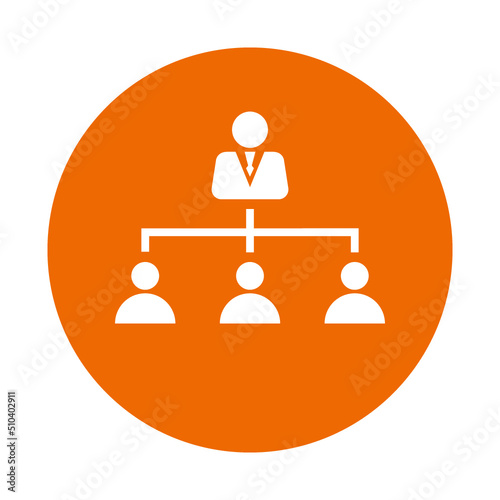 Boss, hierarchy, leader icon. Orange color design.