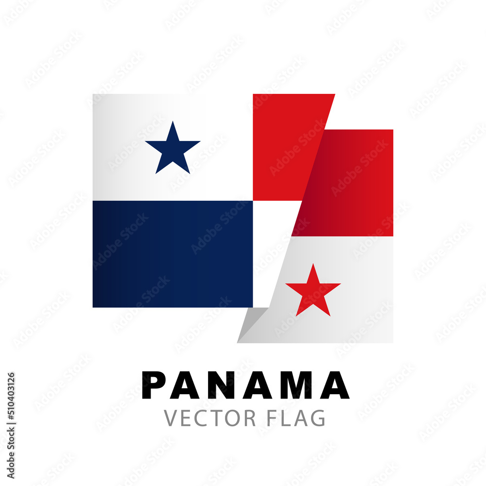 Colorful Panamanian flag logo. Flag of Panama. Vector illustration isolated on white background