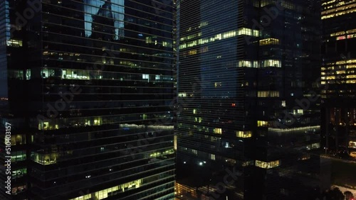 Night Drone Footage of Corporate Offices in Singapore